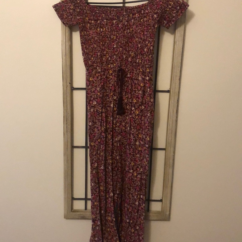 Off the shoulder floral jumpsuit